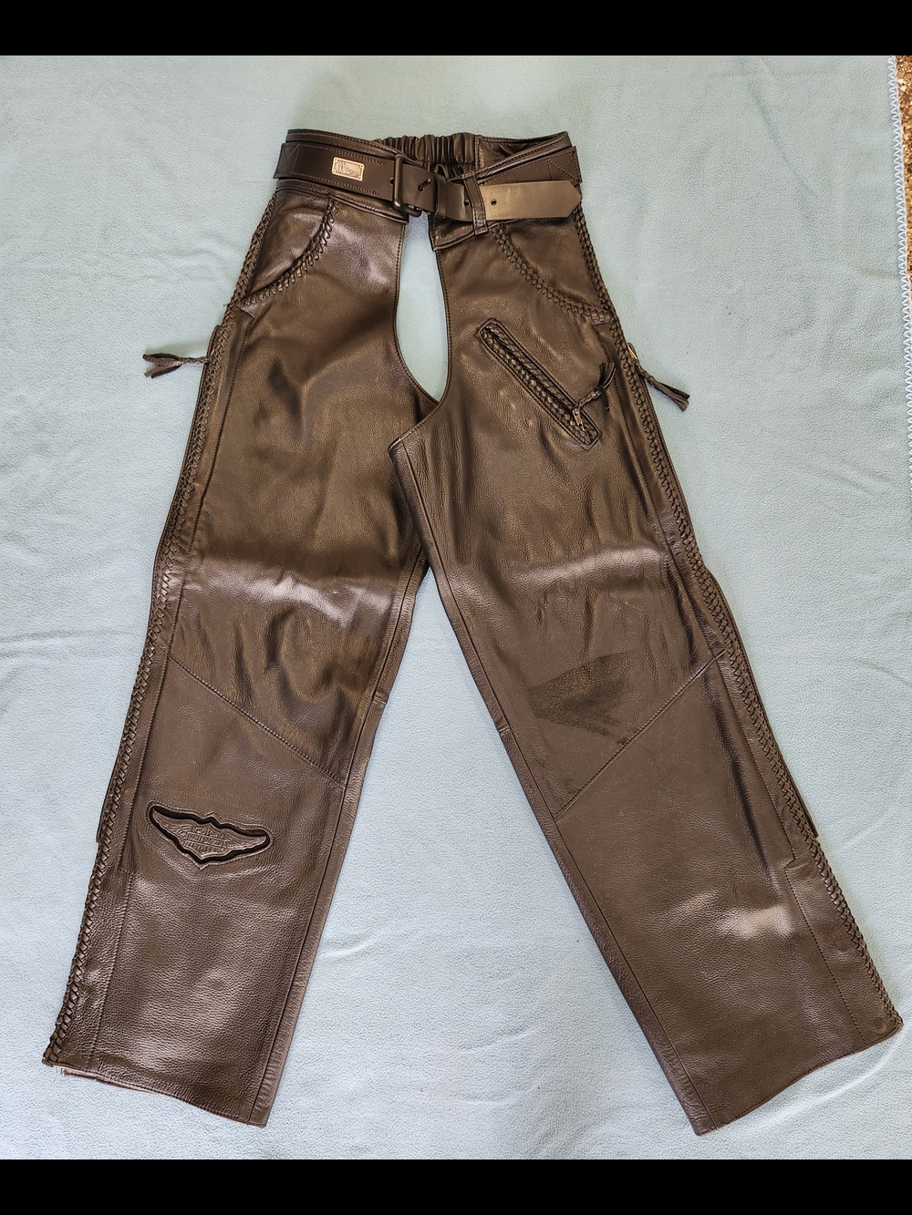 Vintage Willie G Harley-Davidson Men's M Black Leather Chaps Pants